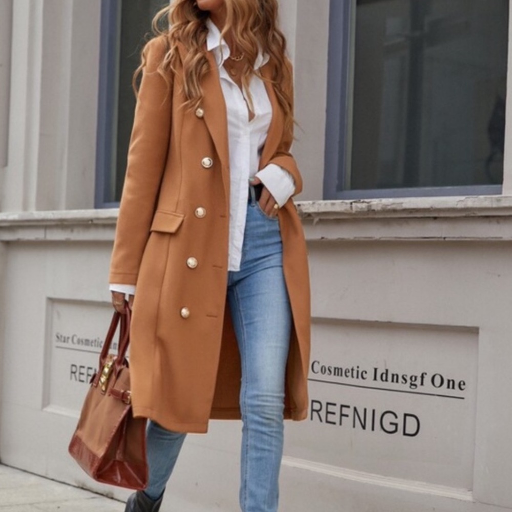 Classic Black Button up Long Jacket Coat - Picture 4 of 13